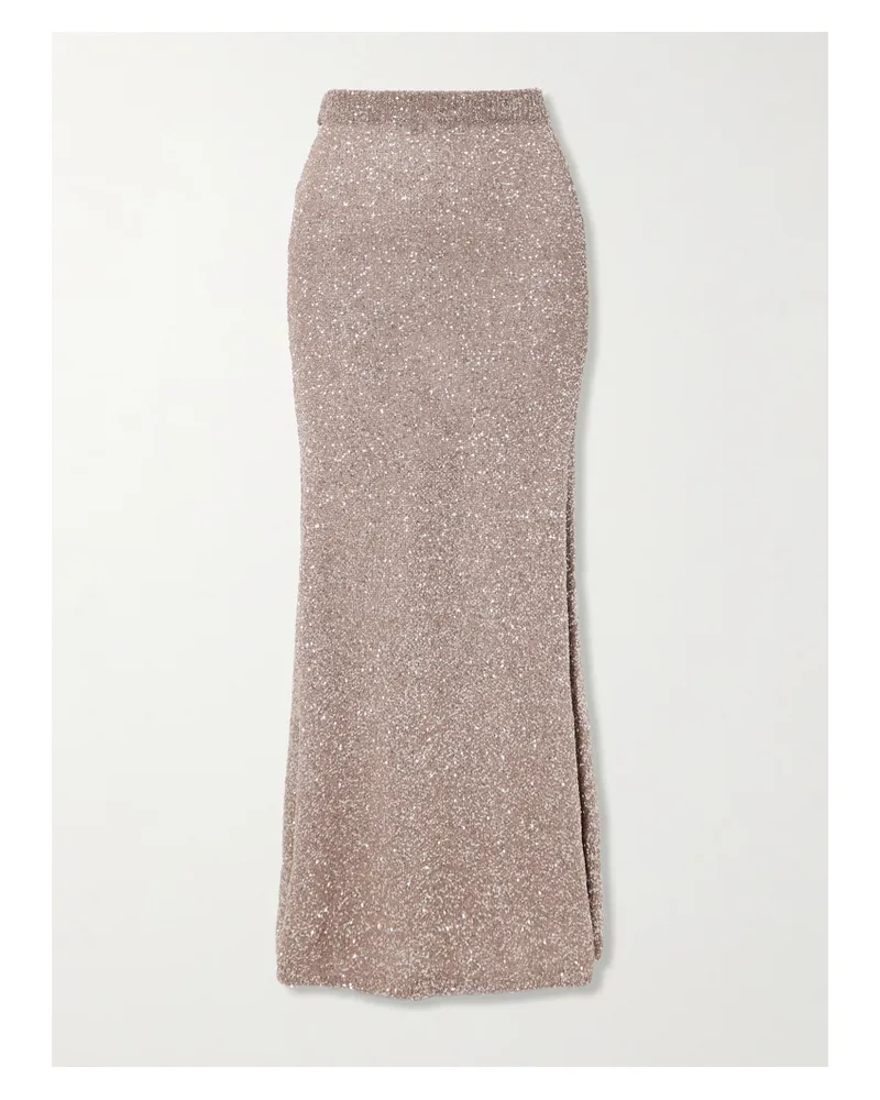 Balenciaga Sequined Knitted Maxi Skirt - Neutrals Neutrals