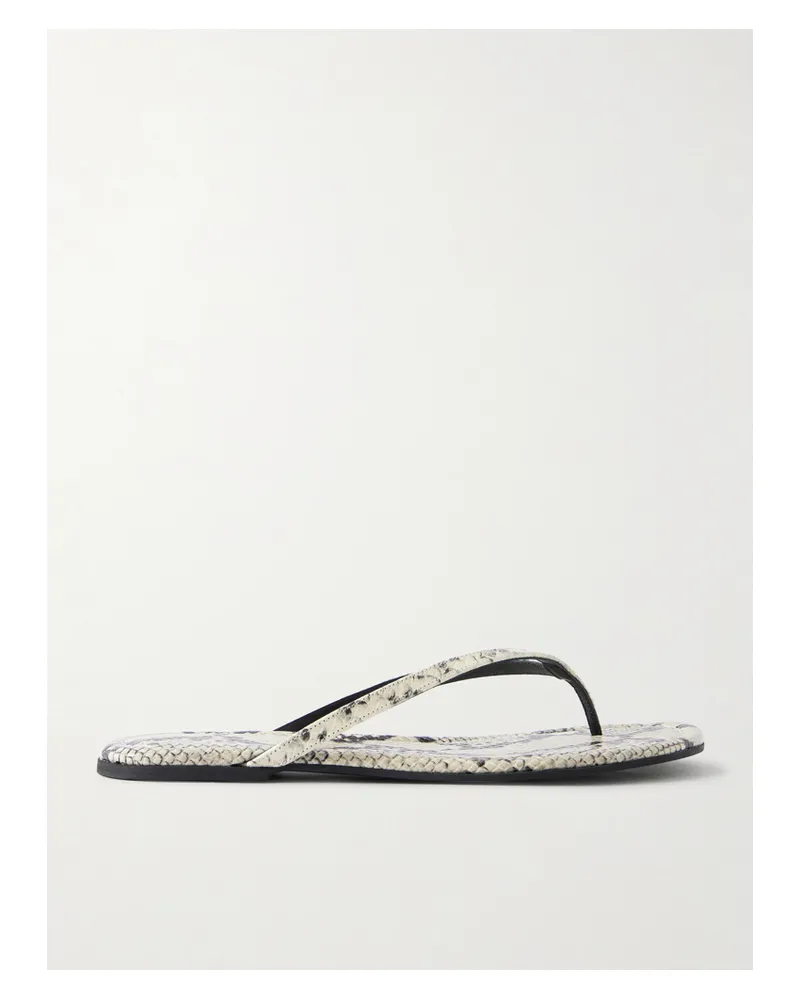 STAUD Freja Snake-embossed Leather Flip Flops - Animal Print Animal