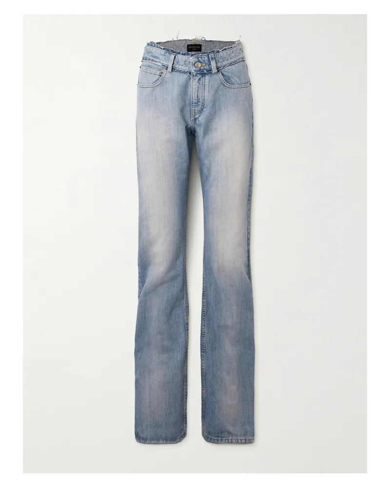 Balenciaga Frayed Low-rise Straight-leg Jeans - Blue Blue