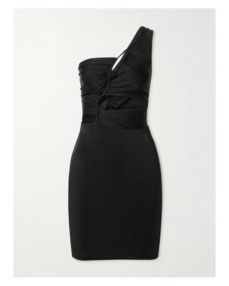 ET OCHS Mila Asymmetrisches Minikleid Aus Glänzendem Stretch-jersey Mit Cut-outs - Schwarz Schwarz