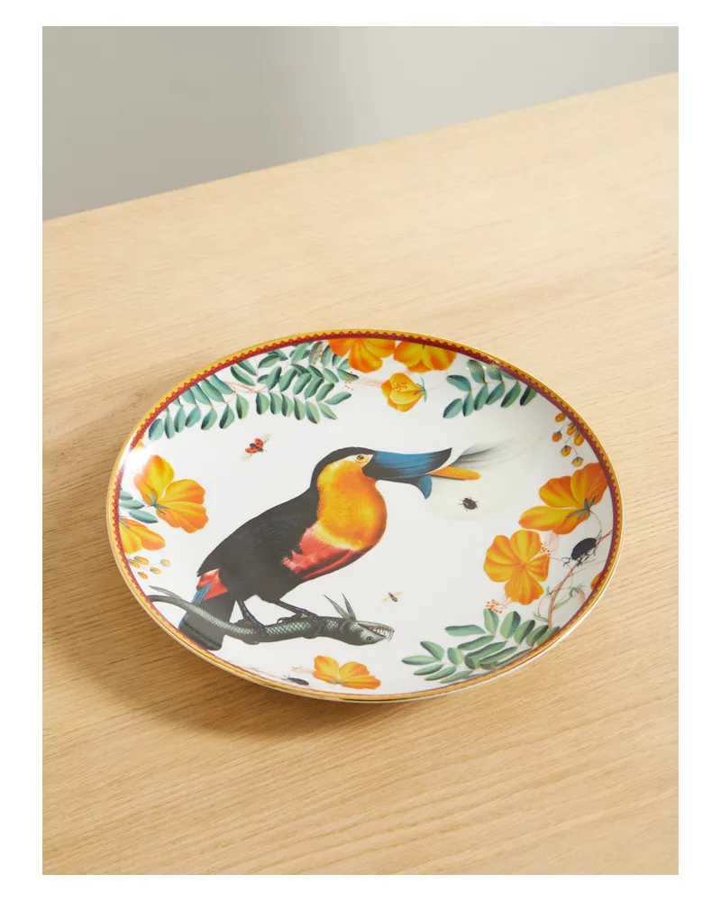 La DoubleJ Beto Val Teller Aus Porzellan Mit Vergoldetem Rand - Grün Grün