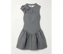 Minikleid Aus Twill Mit Schleife Und Raffungen - Grau