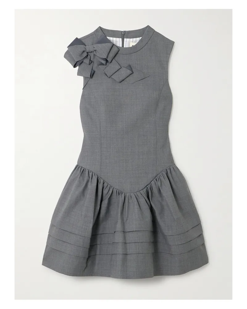 SHUSHU/TONG Minikleid Aus Twill Mit Schleife Und Raffungen - Grau Grau