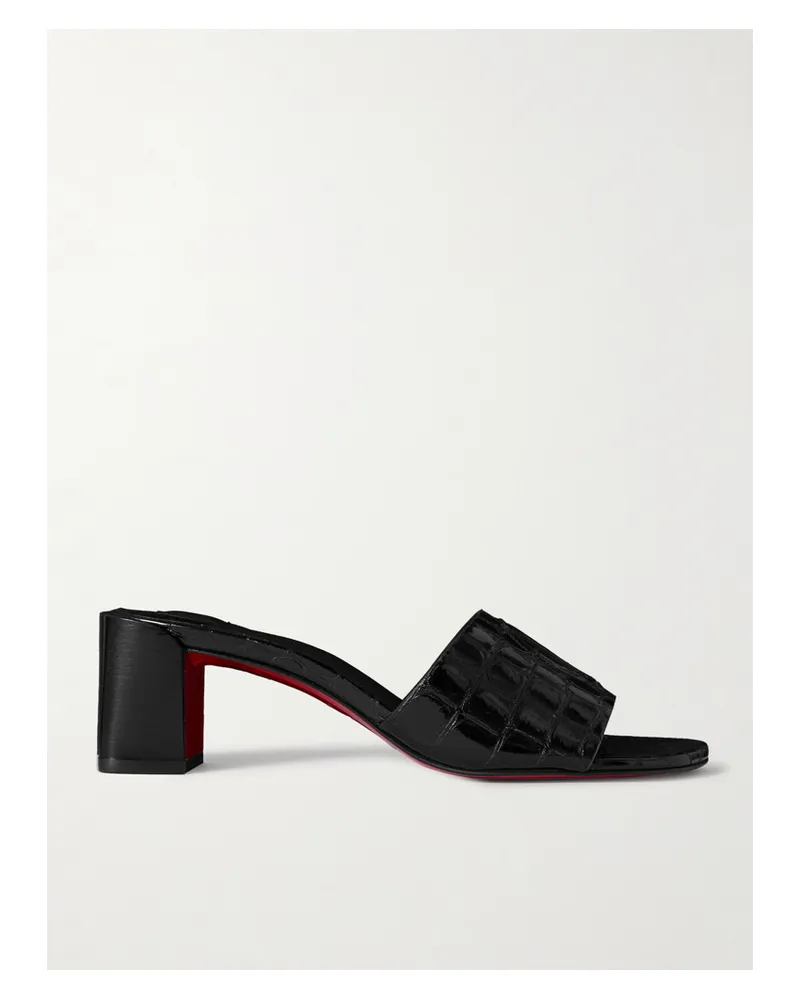 Christian Louboutin So Cl Mules Aus Lackleder Mit Krokodileffekt - Schwarz Schwarz