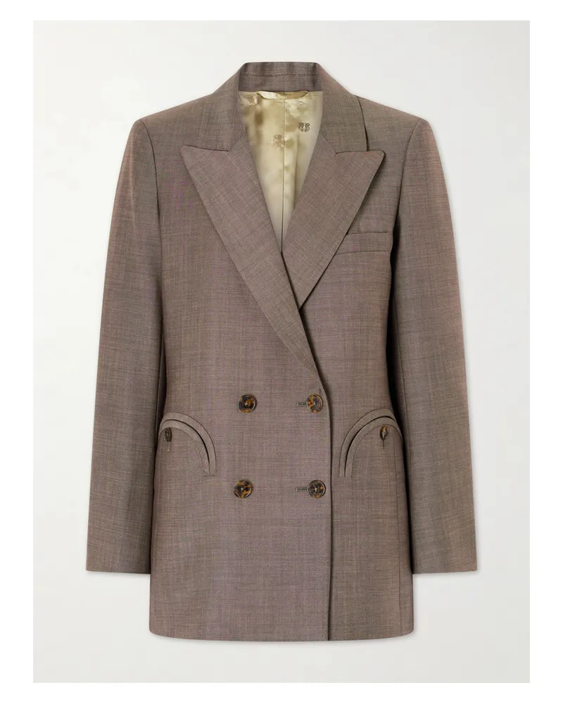 Blazé Milano Aile Everyday Double-breasted Wool And Mohair-blend Blazer - Brown Brown