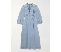 Lucky Midi-jeanskleid Mit Raffungen - Blau