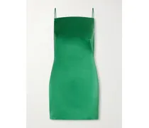 Silk-satin Mini Dress - Green