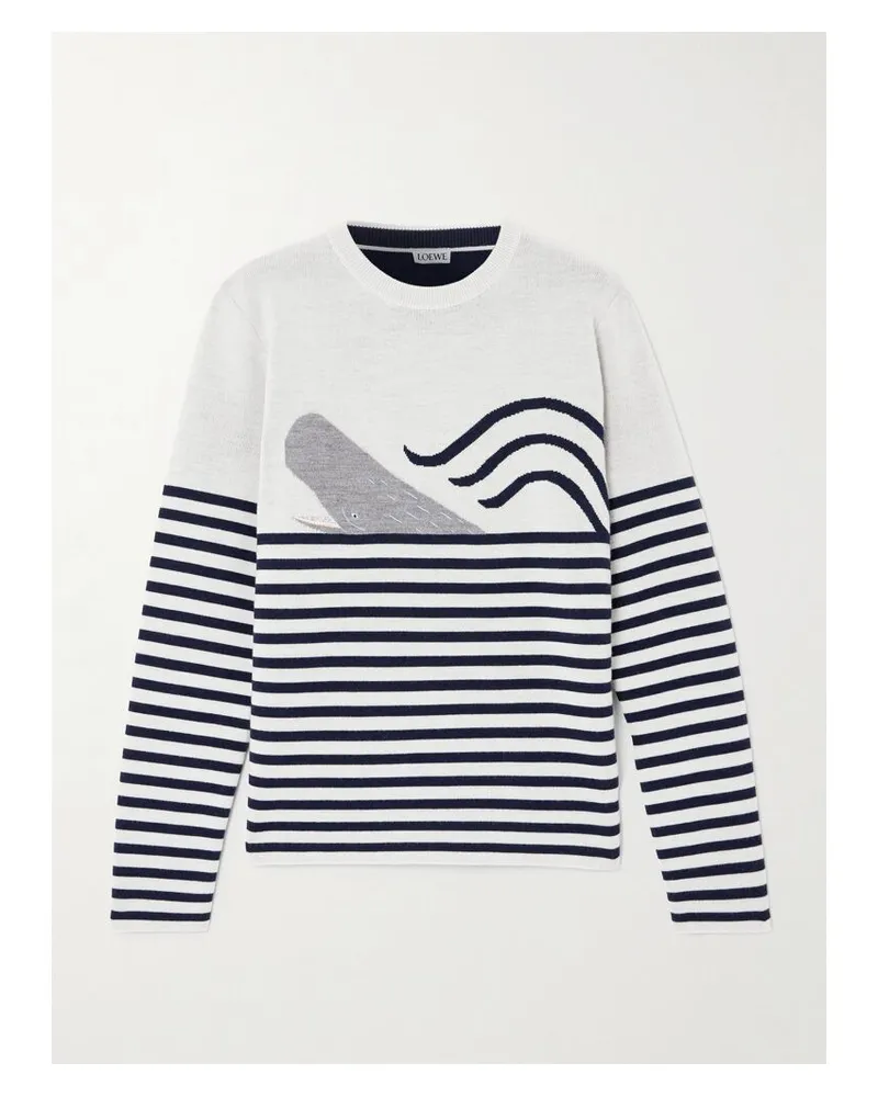 Loewe Pullover Aus Jacquard-strick Aus Einer Wollmischung Mit Stickerei - Wollweiß Wollweiß