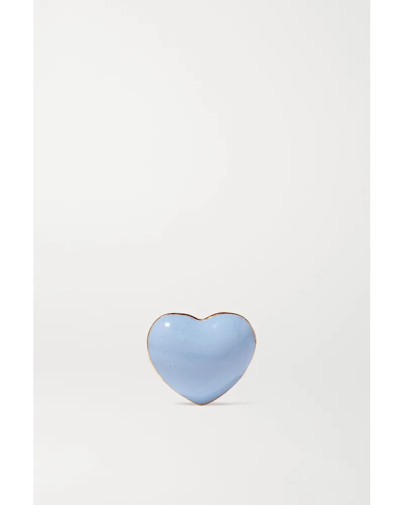 Alison Lou Mini Puffy Heart Ohrstecker aus 14 Karat Gold Blau