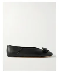 Ferragamo Vanna Ballerinas aus Leder mit Schleife Schwarz