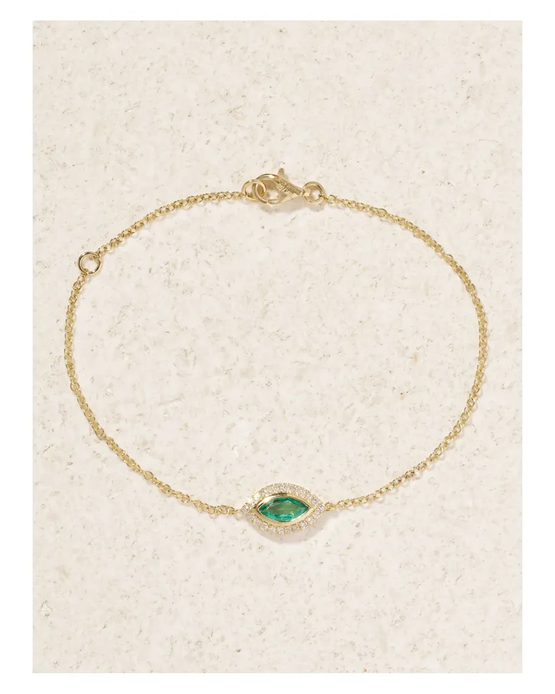 SHAY Evil Eye Kette Aus 18 Karat Gold Mit Smaragd Und Diamanten Gold