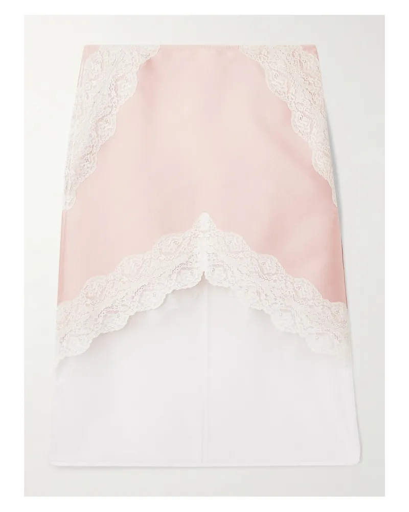Jil Sander Midirock Aus Glänzendem Twill, Spitze Und Organza - Pink Pink