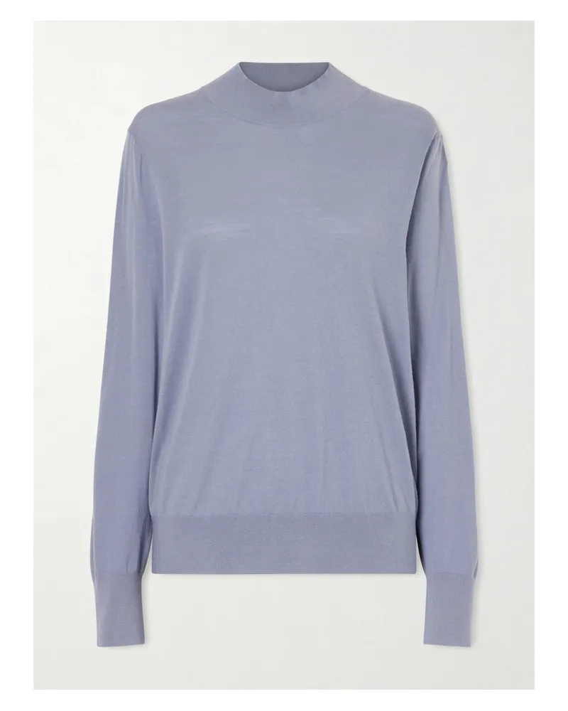The Row Nari Wool Mock-neck Sweater - Blue Blue