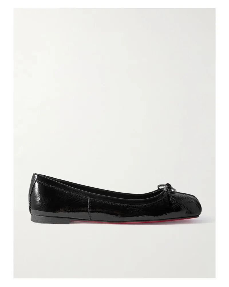 Christian Louboutin Mamadrague Ballerinas Aus Lackleder In Knitteroptik - Schwarz Schwarz