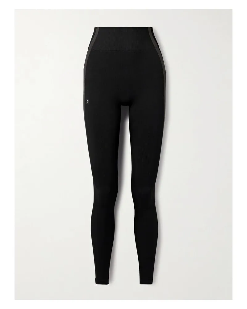 ON Studio Leggings Aus Geripptem Stretch-material Mit Streifen - Schwarz Schwarz