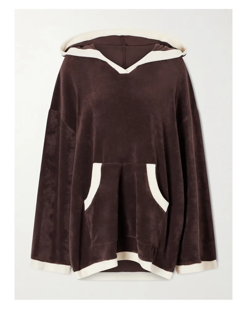 STAUD Anona Hooded Cotton-blend Terry Coverup - Brown Brown