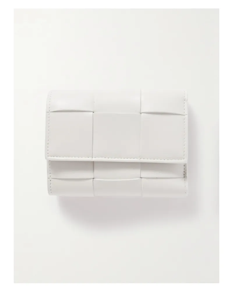 Bottega Veneta Cassette Portemonnaie Aus Intrecciato-leder - Weiß Weiß