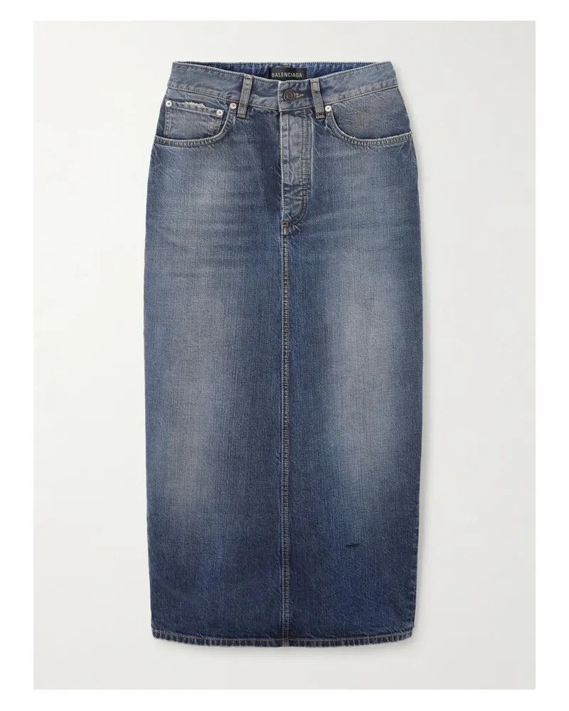 Balenciaga Midi-jeansrock Mit Distressed-details - Blau Blau