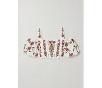 Época Cropped Cold-shoulder Appliquéd Embroidered Linen Top - Multi