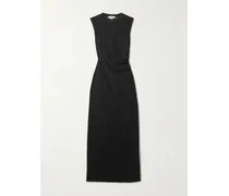 Midikleid Aus Recycelter Stretch-spitze Mit Raffung - Schwarz