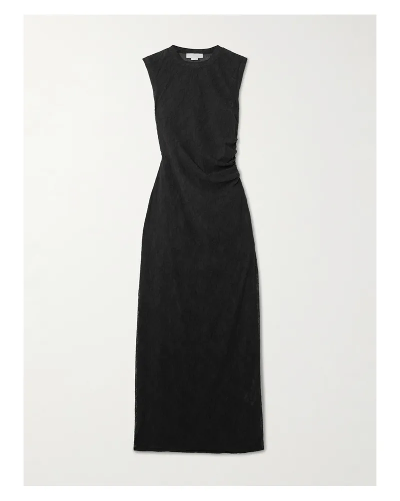 Stella McCartney Midikleid Aus Recycelter Stretch-spitze Mit Raffung - Schwarz Schwarz