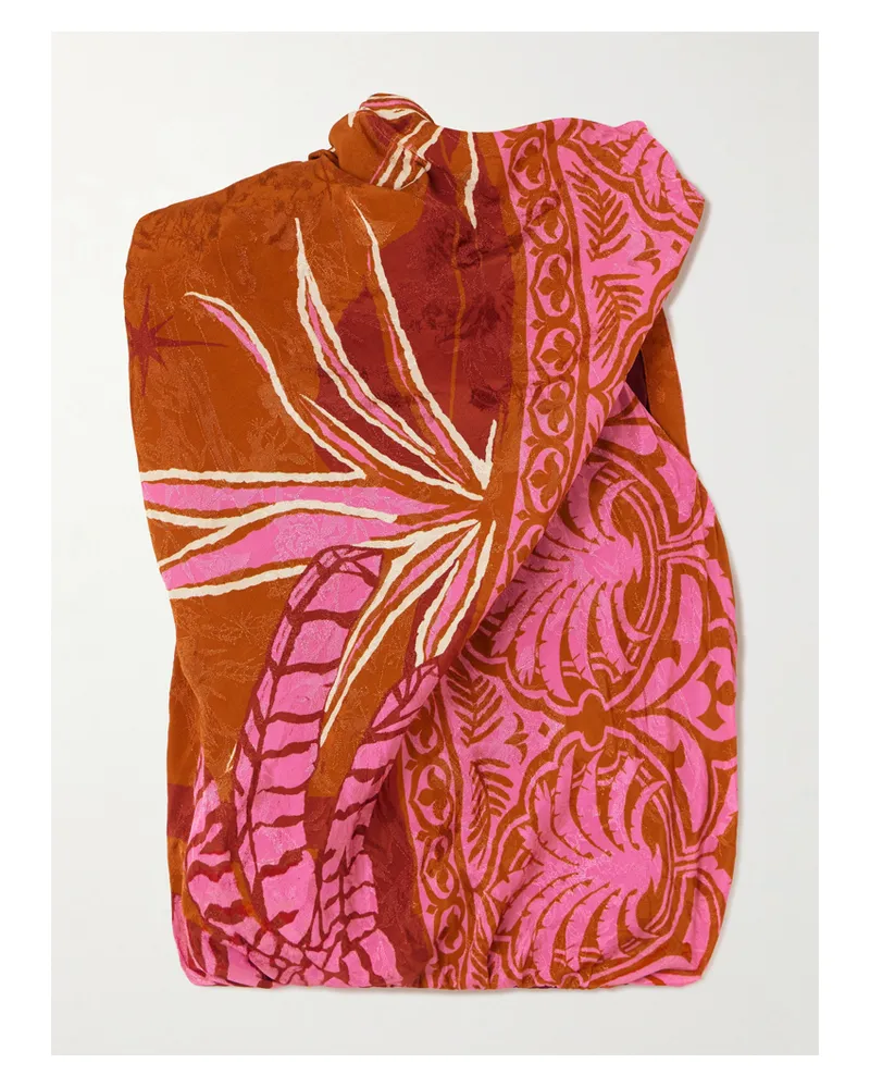 Johanna Ortiz Natural Harbor Cropped Draped Jacquard Top - Orange Orange