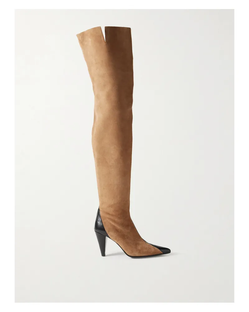 KHAITE Harvey Leather And Suede Over-the-knee Boots - Brown Brown