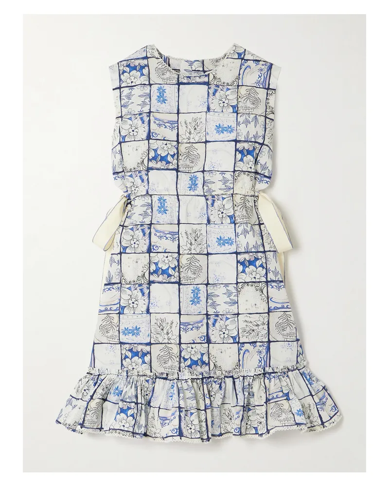 AGUA BENDITA Net Sustain Sucré Porcelana Minikleid Aus Baumwollpopeline Mit Blumenprint Und Cut-out - Blau Blau