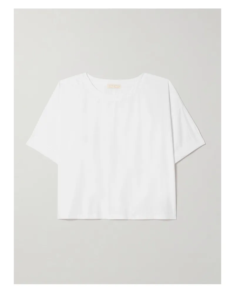 Suzie Kondi Saria Verkürztes T-shirt Aus Baumwollpopeline - Weiß Weiß