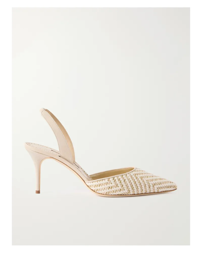 Manolo Blahnik Carolyne Slingback-pumps Aus Raffiabast - Neutral Neutral