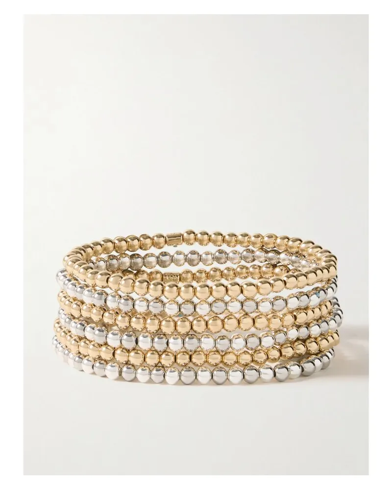 Roxanne Assoulin Mixed Metals Set Aus Sechs Gold- Und Silberfarbenen Armbändern Silber