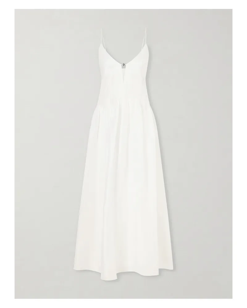Tory Burch Waisted Linen And Silk Blend Maxi Dress - White White