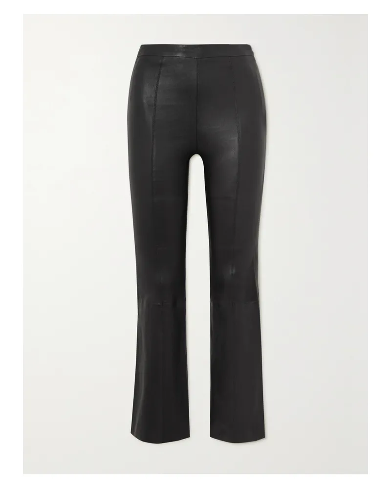 SPRWMN Schlaghose Aus Leder Mit Teilungsnähten - Schwarz Schwarz