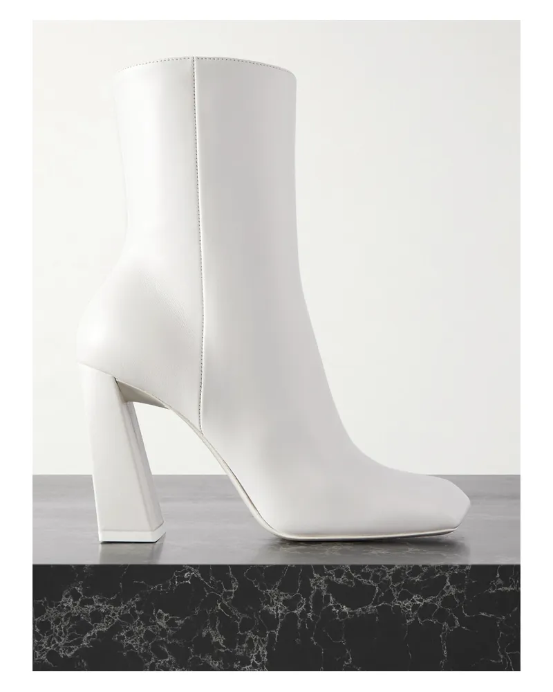 Amina Muaddi Marine Ankle Boots Aus Leder - Weiß Weiß