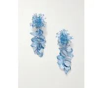 Ohrclips Mit Zierperlen Und Goldfarbenen Details - Blau