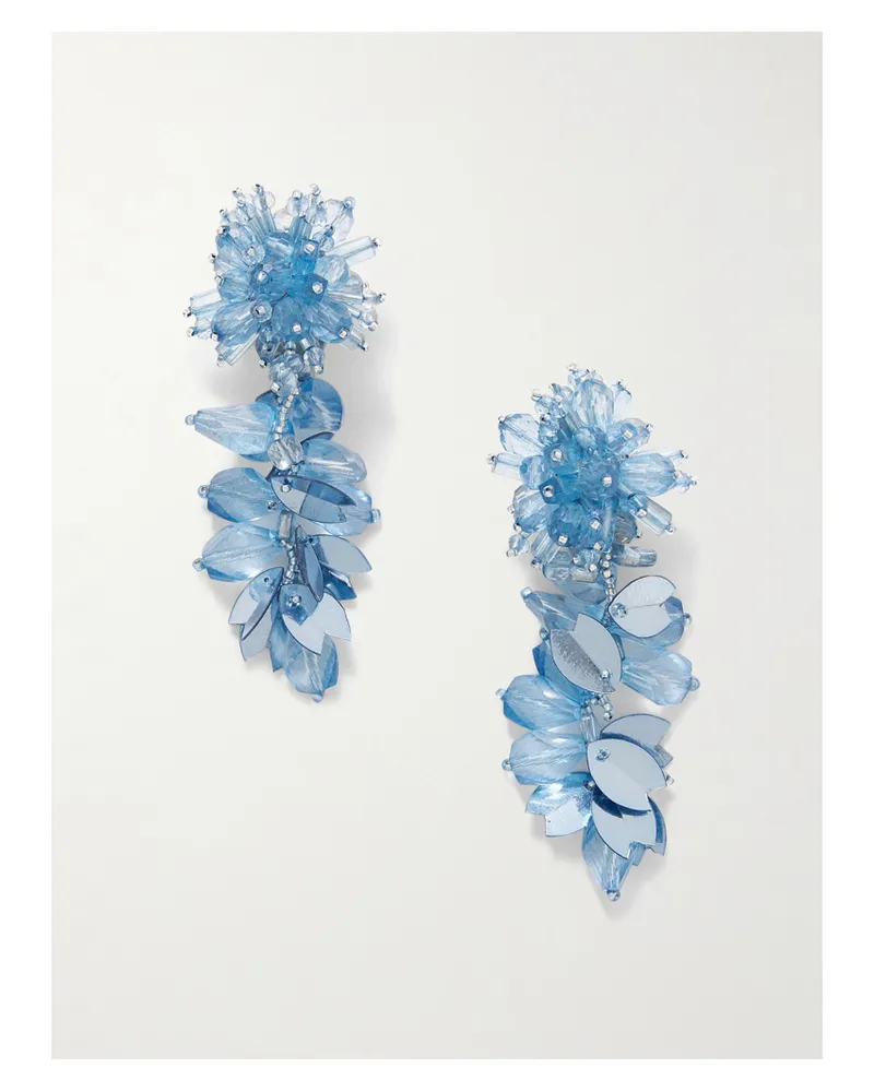 Oscar de la Renta Ohrclips Mit Zierperlen Und Goldfarbenen Details - Blau Blau