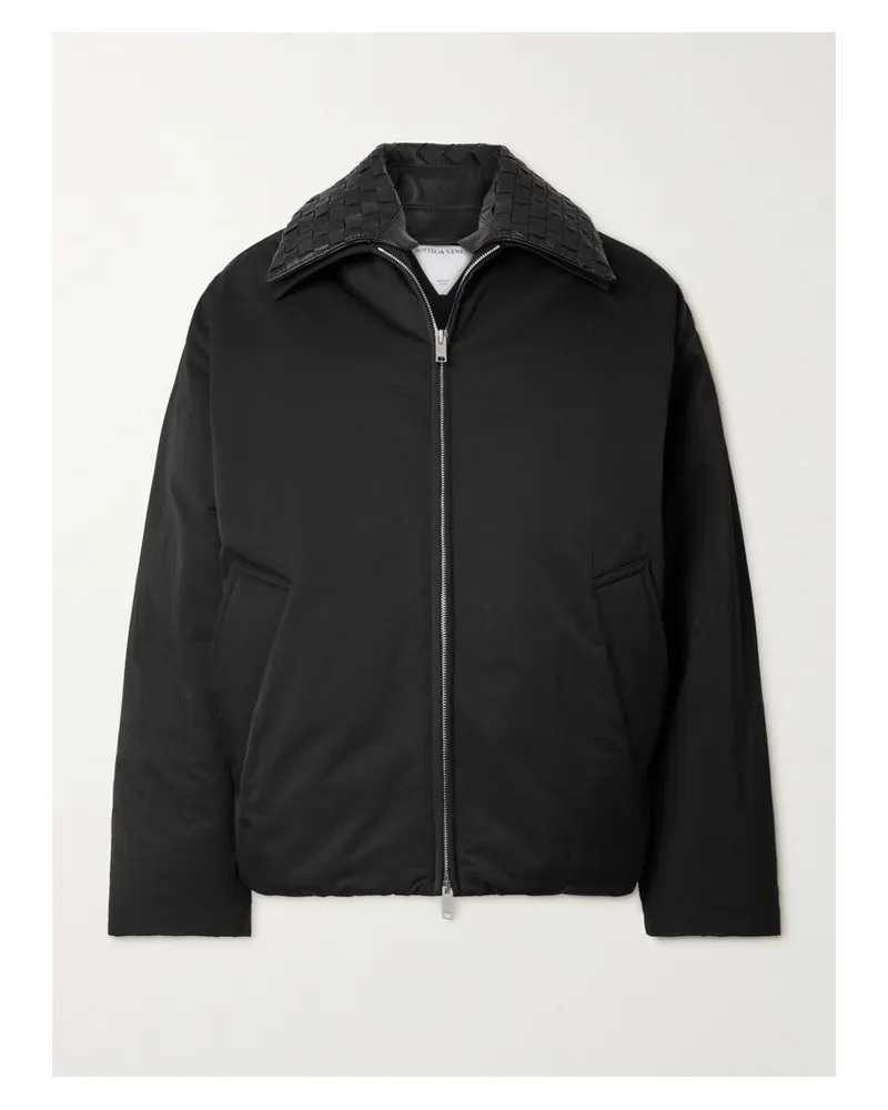 Bottega Veneta Daunenjacke Aus Shell Mit Besatz Aus Intrecciato-leder - Schwarz Schwarz
