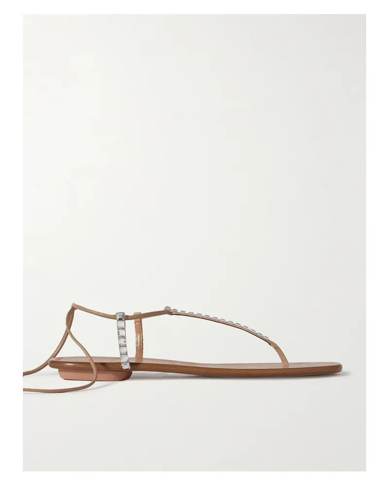 Aquazzura Midnight Zehensandalen Aus Glanzleder Mit Verzierungen - Neutral Neutral