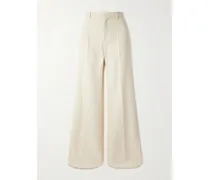 Hose Mit Weitem Bein Aus Woll-twill - Weiß