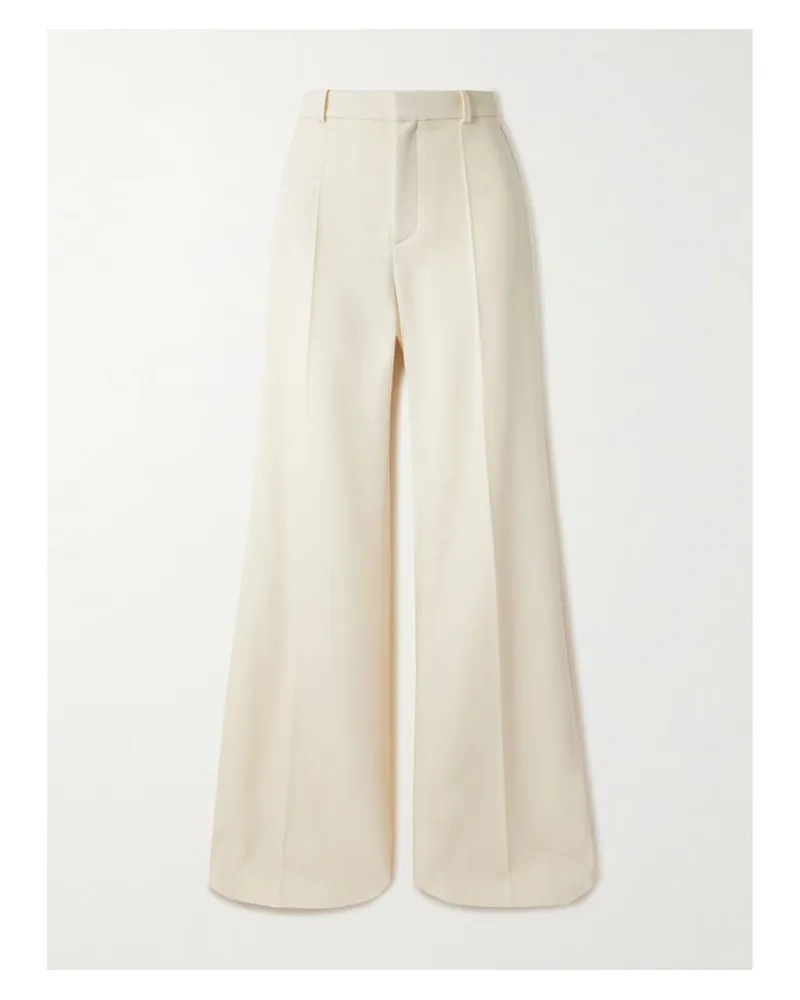 Chloé Hose Mit Weitem Bein Aus Woll-twill - Weiß Weiß