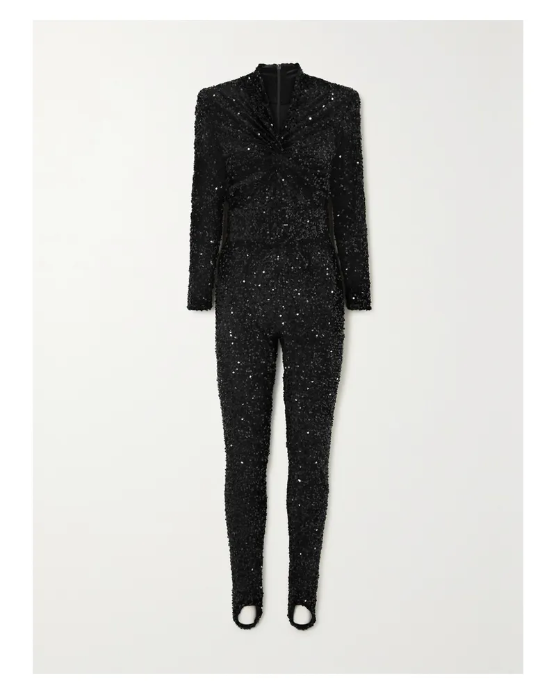 Richard Quinn Jumpsuit Aus Stretch-jersey Mit Pailletten, Twist-detail Und Steg - Schwarz Schwarz