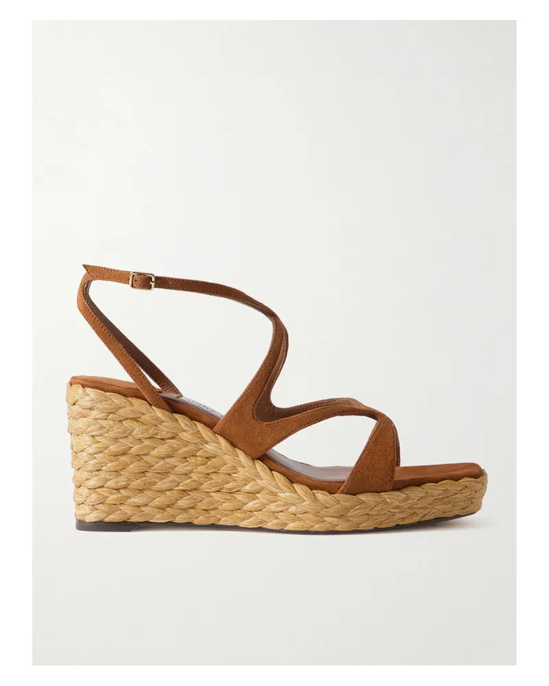 Jimmy Choo Ayla 85 Espadrilles-wedges Aus Veloursleder - Braun Braun
