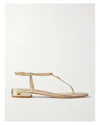 Jennifer Chamandi Pietro 20 Ledersandalen In Metallic-optik Gold