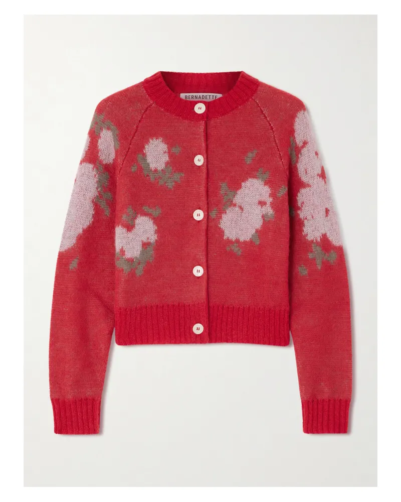 BERNADETTE Amelia Cardigan Aus Jacquard-strick Aus Einer Mohairmischung Mit Blumenmuster - Rot Rot