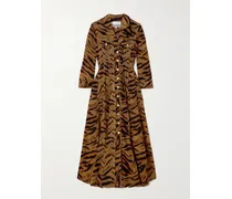 Maxikleid Aus Denim Mit Flockprint - Animal-Print