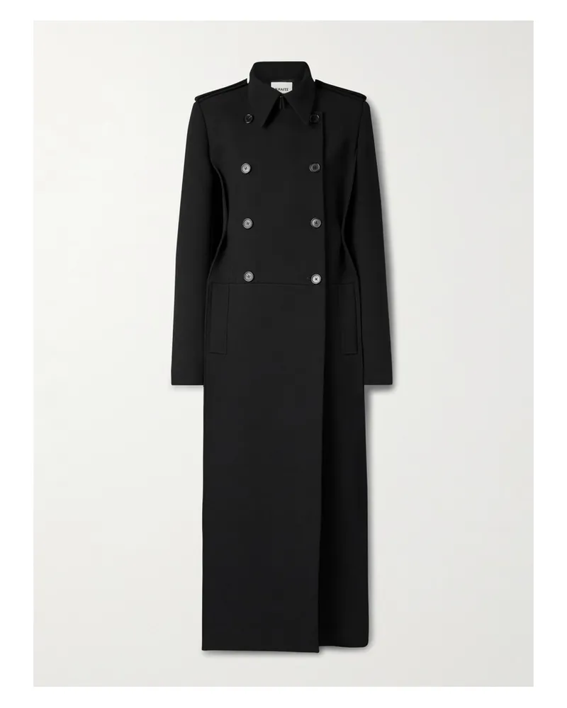 KHAITE Alton Double-breasted Crepe Coat - Black Black