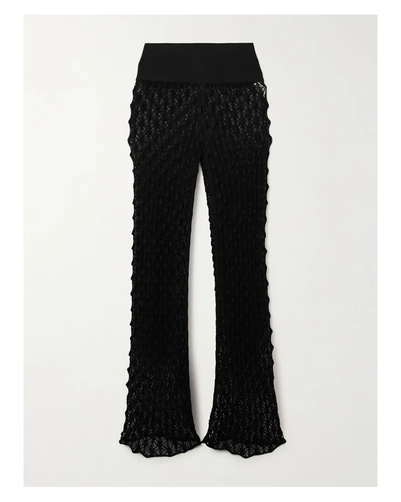 Alaïa Hose Mit Geradem Bein Aus Lochstrick - Schwarz Schwarz