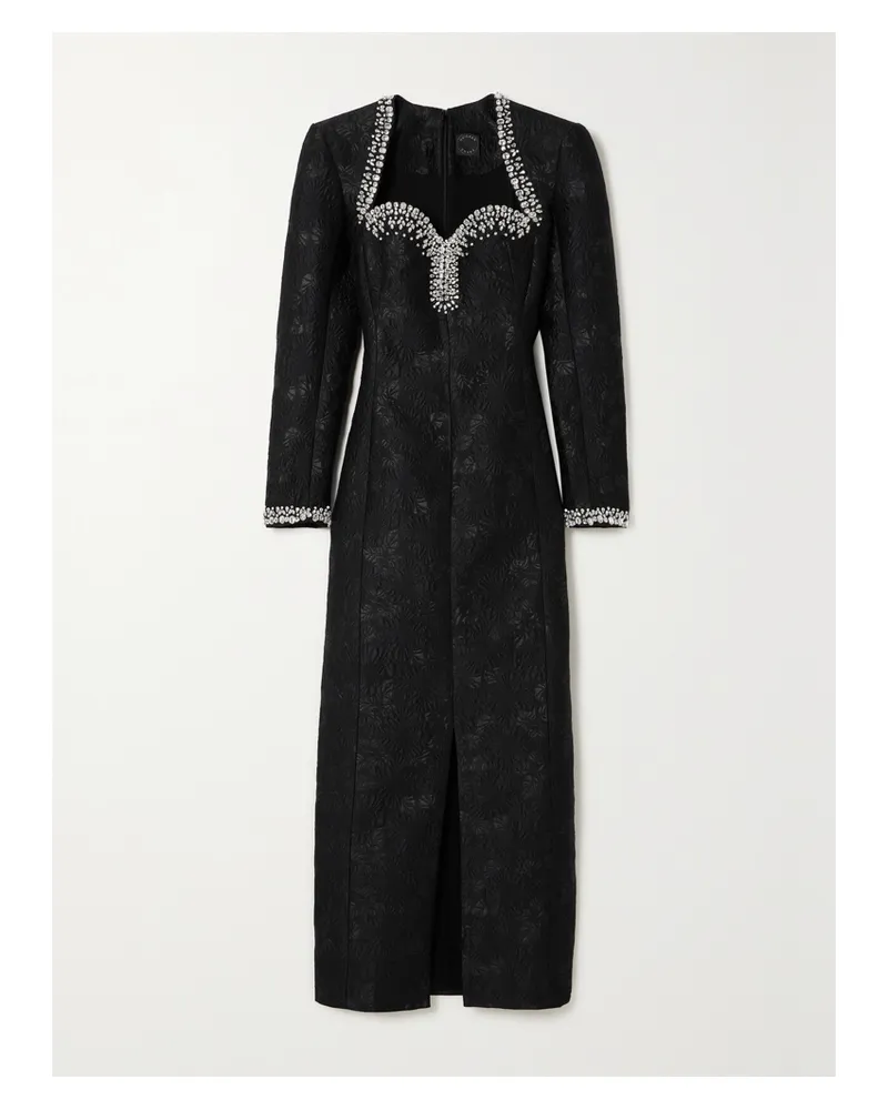Huishan Zhang Eleanor Midikleid Aus Cloqué Mit Kristallen - Schwarz Schwarz