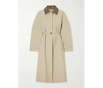 Ofelia Belted Leather-trimmed Cotton-blend Trench Coat - Neutrals