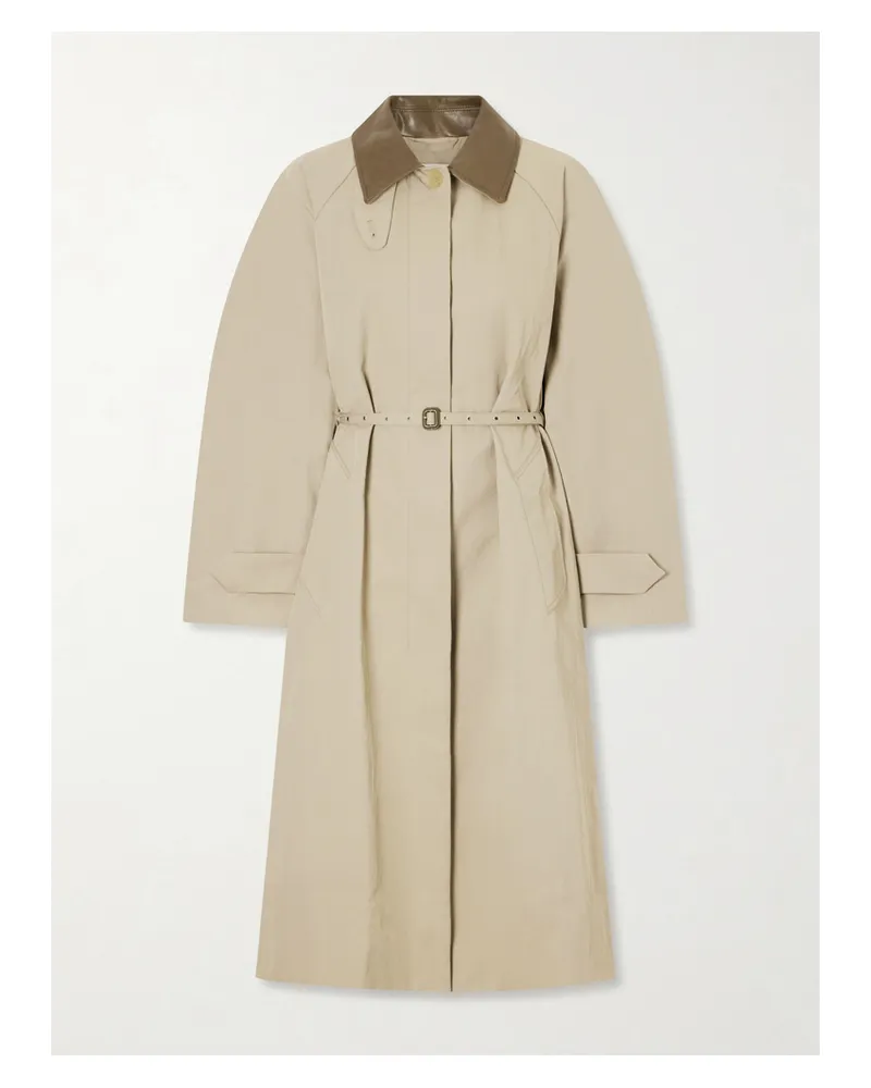 Acne Studios Ofelia Belted Leather-trimmed Cotton-blend Trench Coat - Neutrals Neutrals